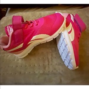 Little girls pink and white Reeboks size 10